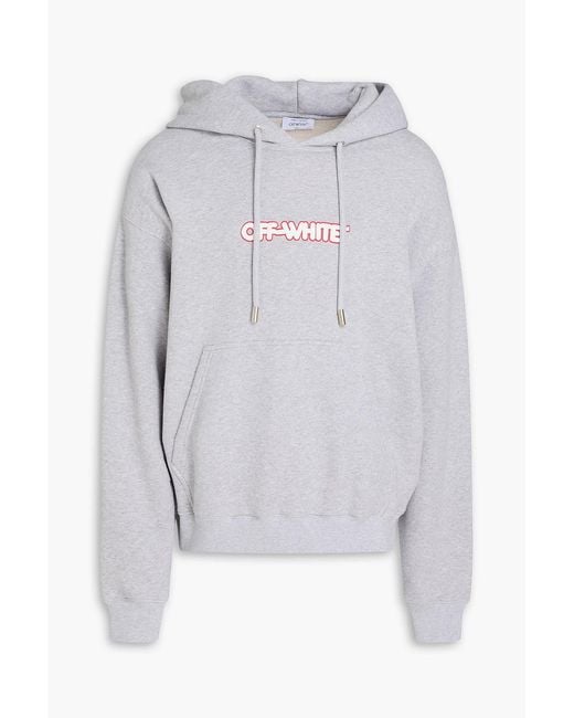 Off-White c/o Virgil Abloh White Printed French Cotton-Terry Hoodie for men