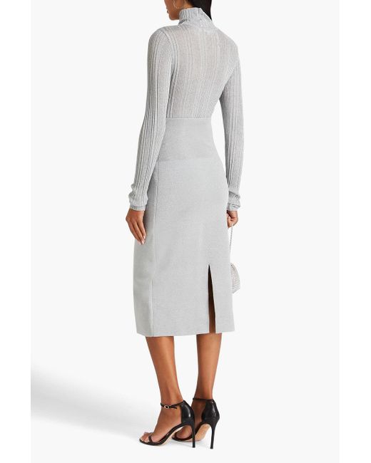 Victoria Beckham White Knitted Midi Skirt