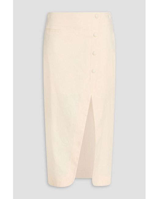Sandro Natural Linen-Blend Midi Skirt