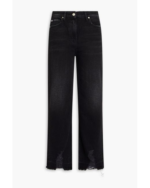 IRO Black Distressed High-rise Straight-leg Jeans