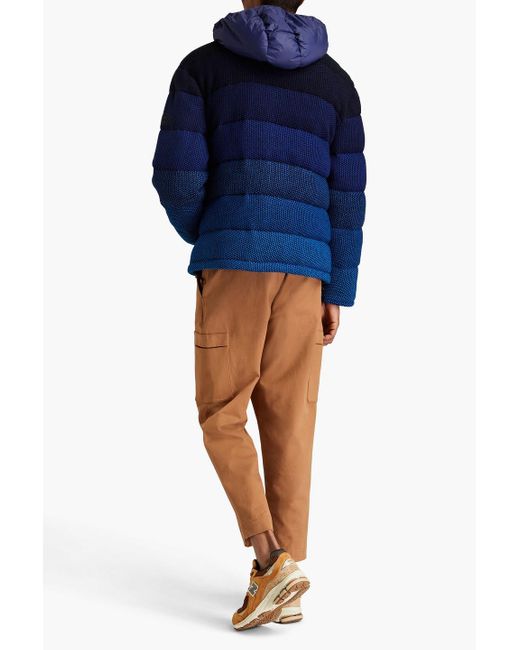 Missoni Blue Dégradé Quilted Bouclé-knit Hooded Down Jacket for men