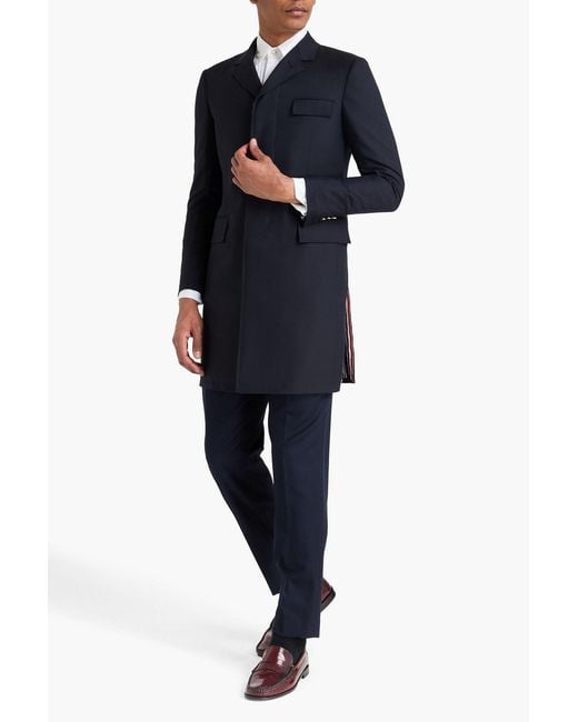 Thom Browne Blue Wool-Twill Coat for men
