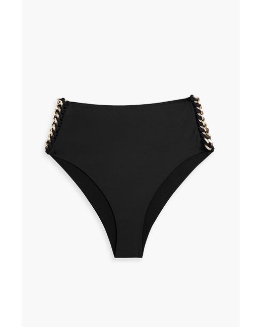 Stella McCartney Black Falabella Chain-embellished High-rise Bikini Briefs