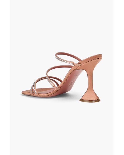 AMINA MUADDI Pink Mules "naima" aus satin mit kristallverzierung