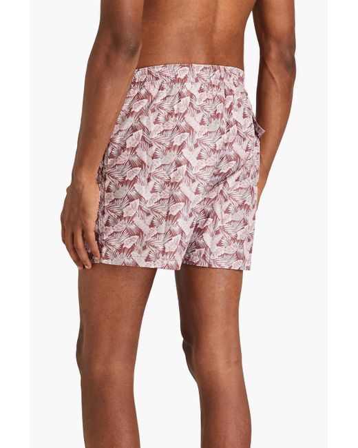 Canali Pink Short-length Printed Swim Shorts for men