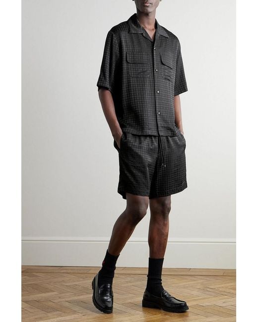 Amiri Black Straight-Leg Jacquard Drawstring Shorts for men