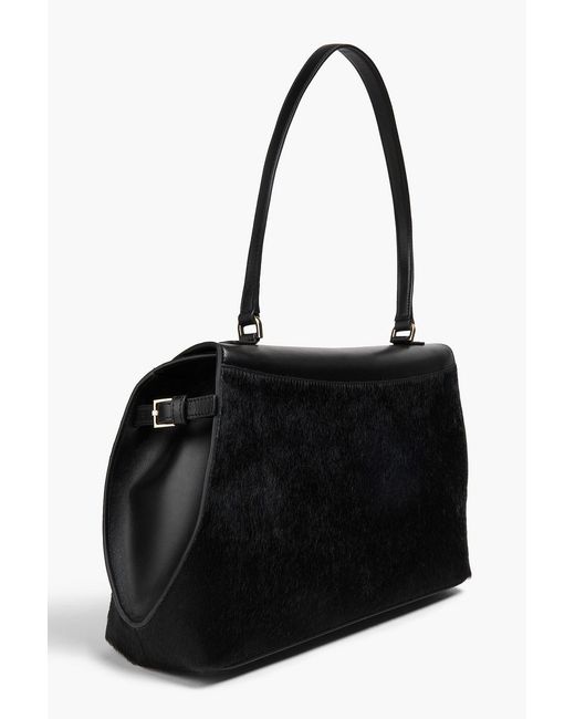 Loulou de Saison Black Sienna Calf Hair And Leather Shoulder Bag