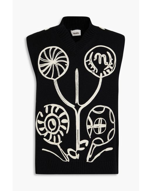 Nanushka Black Josias Embroidered Cotton Vest for men