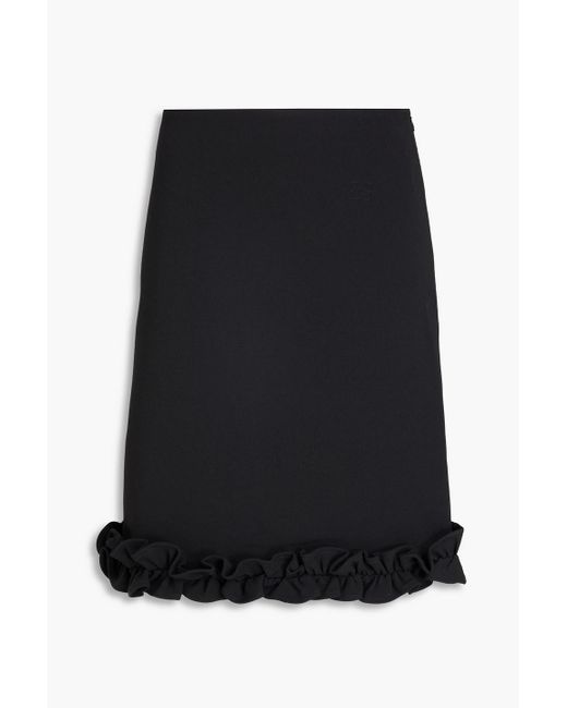 Ganni Black Ruffled Crepe Mini Skirt
