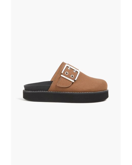 Ganni Brown Buckled Platform Clogs