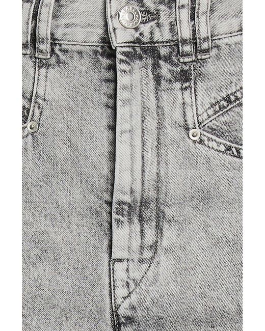 Isabel Marant Gray Dilali Cropped High-Rise Tapered Jeans