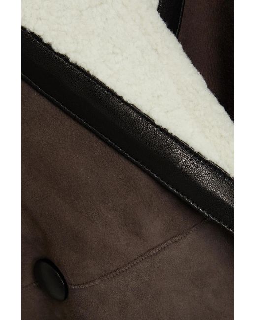 Khaite Black Layton Leather-trimmed Suede Coat