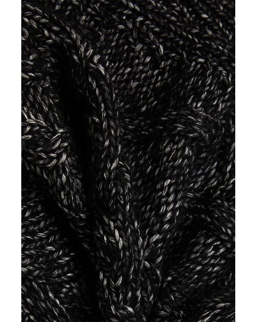 Ganni Black Cable-knit Cotton-blend Half-zip Sweater