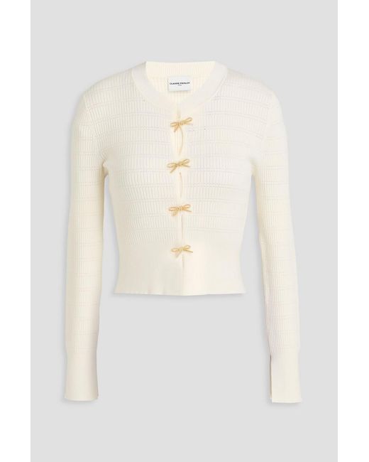 Claudie Pierlot Natural Ribbed-Knit Cardigan