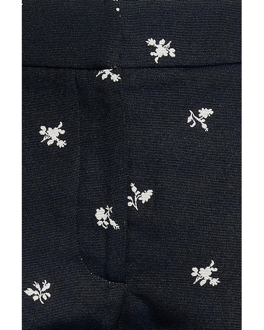 Erdem Blue Floral-Jacquard Straight-Leg Pants