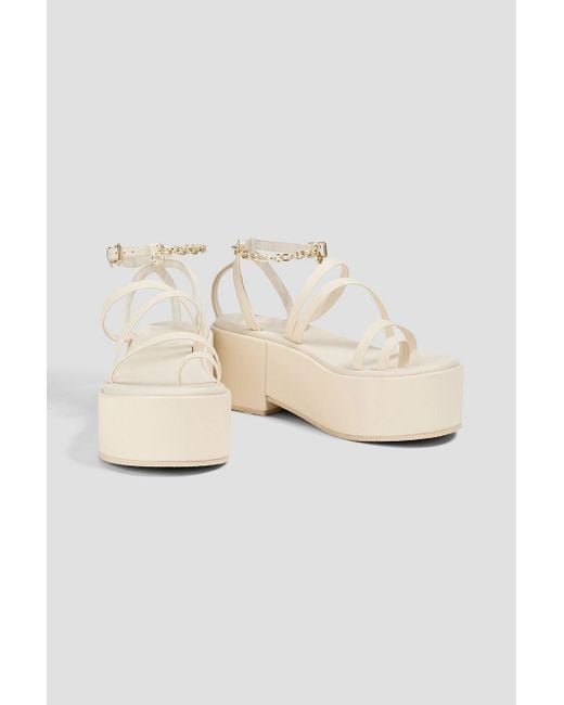 Maje Natural Chain-Embellished Leather Platform Sandals
