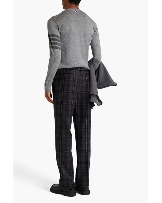 Thom Browne Blue Fit Checked Wool And Cashmere-Blend Flannel Pants for men
