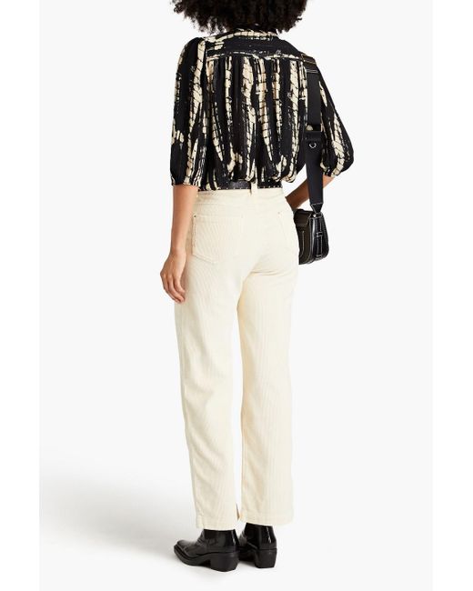 Ba&sh White Fare Cotton-corduroy Straight-leg Pants