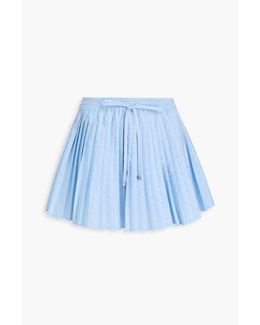 Sandro Blue Pleated Crystal-Embellished Poplin Mini Skirt