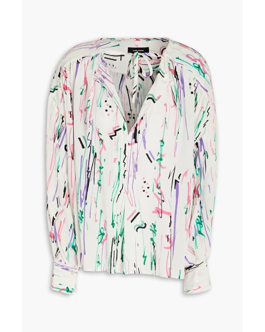 Isabel Marant White Amba Printed Silk-blend Crepe De Chine Blouse