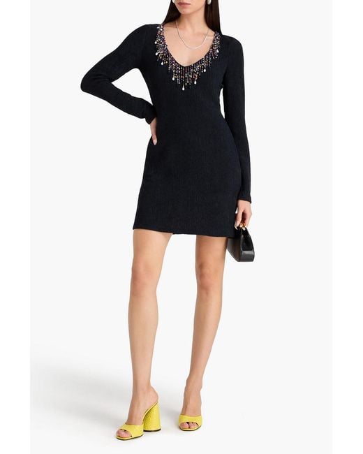 Christopher Kane Black Embellished Jersey Mini Dress