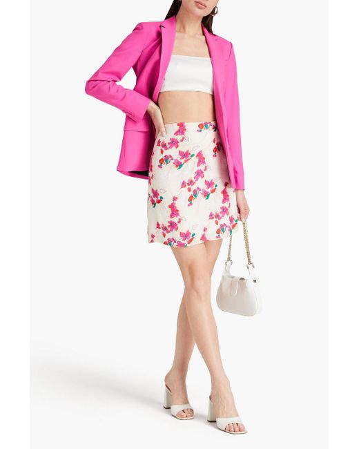 Ba&sh Pink Eka minirock aus jacquard mit leopardenmuster und floralem print