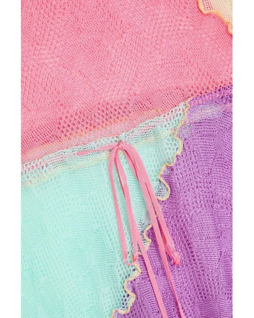 Siedres Pink Greta Strapless Color-block Knitted Mini Dress