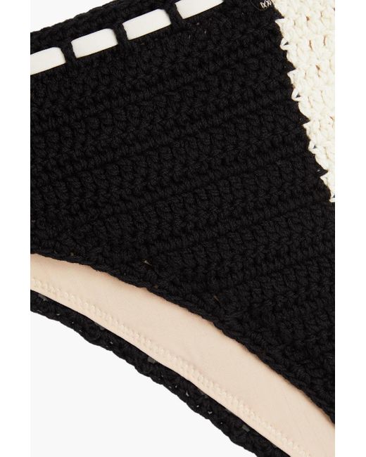 Zimmermann Black Two-tone Crochet-knit Triangle Bikini