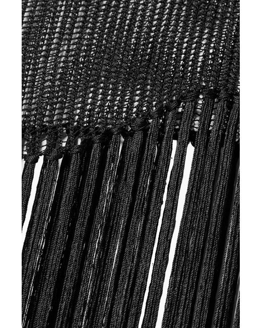 Helmut Lang Black Fringed Crocheted Cotton-blend Top
