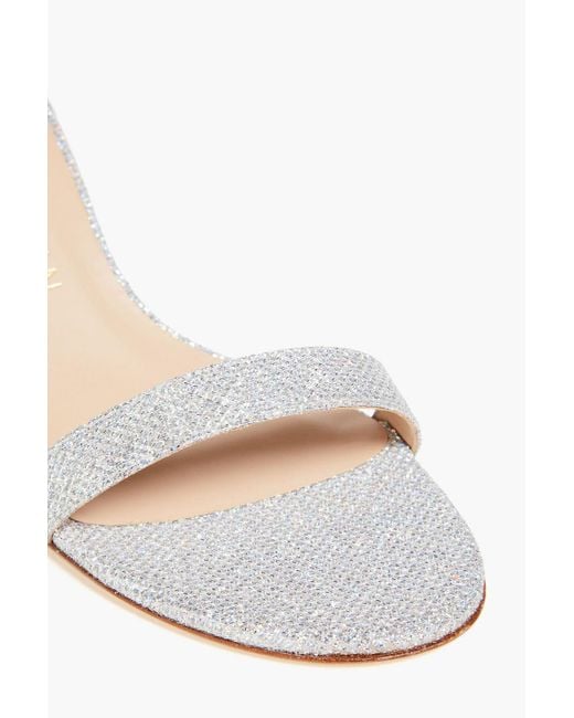 Stuart Weitzman White Glittered Lamé Sandals