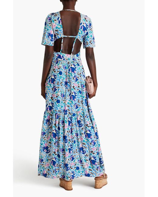 Ba&sh Blue Ova Cutout Printed Jacquard Maxi Dress