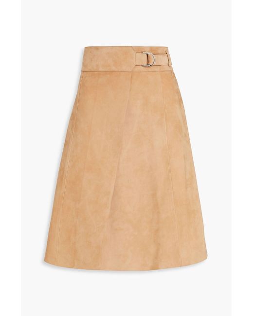 Ferragamo Natural Suede Wrap Skirt