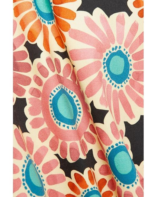 LaDoubleJ Black Cascata Ruffled Wrap-Effect Floral-Print Cotton-Blend Skirt
