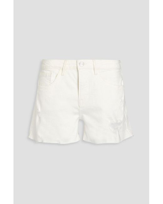 FRAME White Distressed Denim Shorts