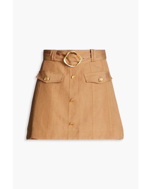 Aje. Natural Peace Button-embellished Linen-blend Mini Skirt