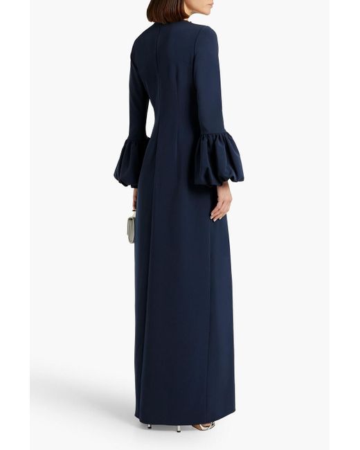 Marchesa Blue Cutout Embellished Crepe Gown