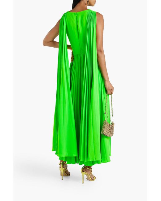 Valentino Garavani Green Pleated Crepe Gown