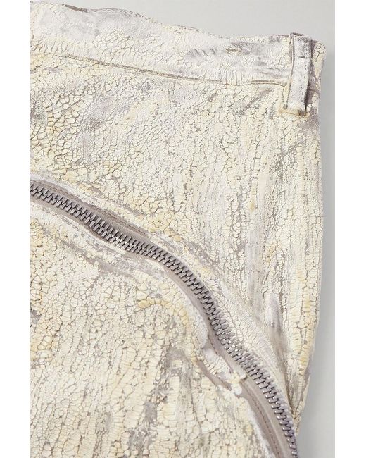Rick Owens White Bolan Banana Flared Zip-Detailed Metallic Megacrust Jeans for men