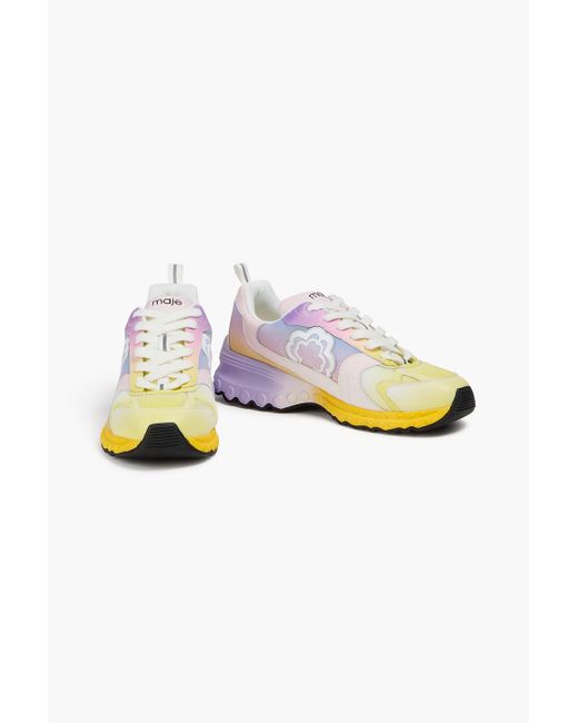 Maje Multicolor Suede, Leather And Shell Sneakers