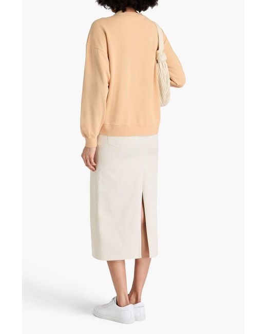 Brunello Cucinelli Natural Bead-embellished Printed French Cotton-terry Sweatshirt
