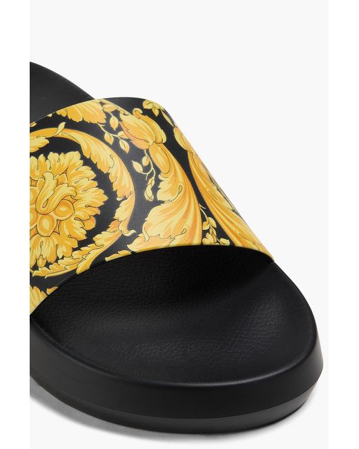 Versace Black Printed Rubber Slides for men