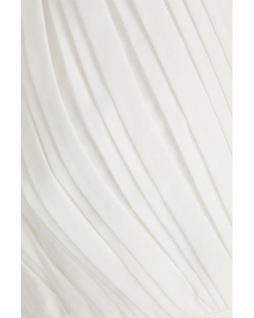 Jonathan Simkhai White Stephanie Pleated Cotton-Blend Poplin Midi Dress