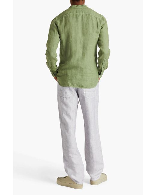 120% Lino Green Linen Shirt for men