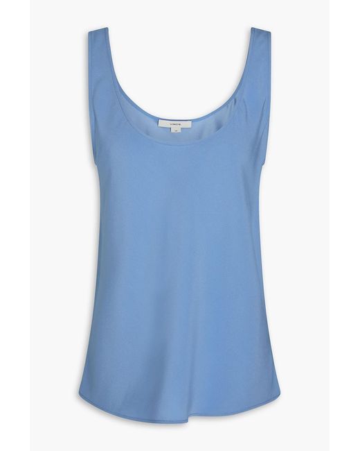 Vince Blue Silk-blend Crepe-satin Top