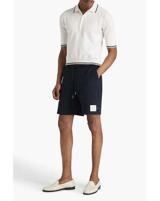 Thom Browne Blue Striped Cotton-blend Bouclé-tweed Shorts for men