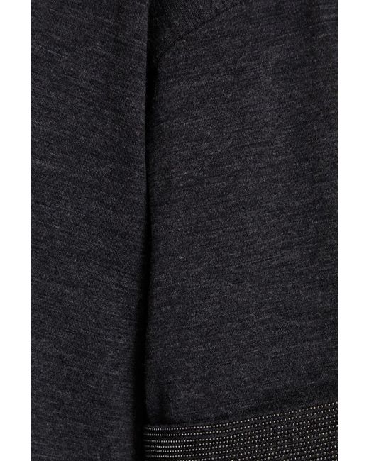 Brunello Cucinelli Black Mélange Wool-blend Jersey Midi Shirt Dress