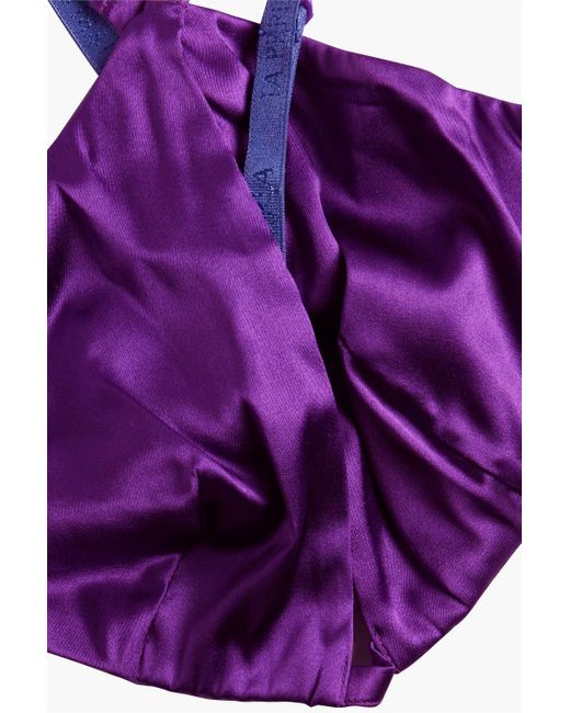 La Perla Stretch Silk-satin Triangle Bra in Purple