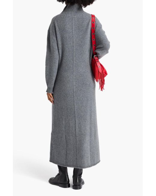 Maje Gray Cashmere-blend Turtleneck Maxi Dress