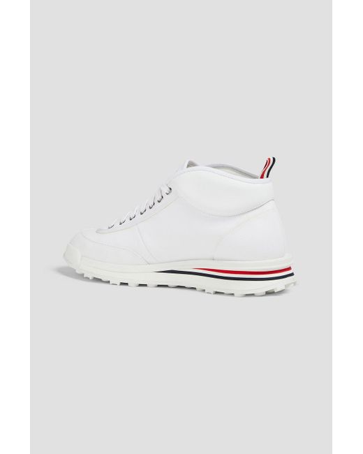 Thom Browne White Leather And Canvas High-top Sneakers for men