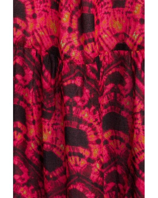 Ulla Johnson Red Ottavia midikleid aus voile aus einer baumwollmischung mit batikmuster